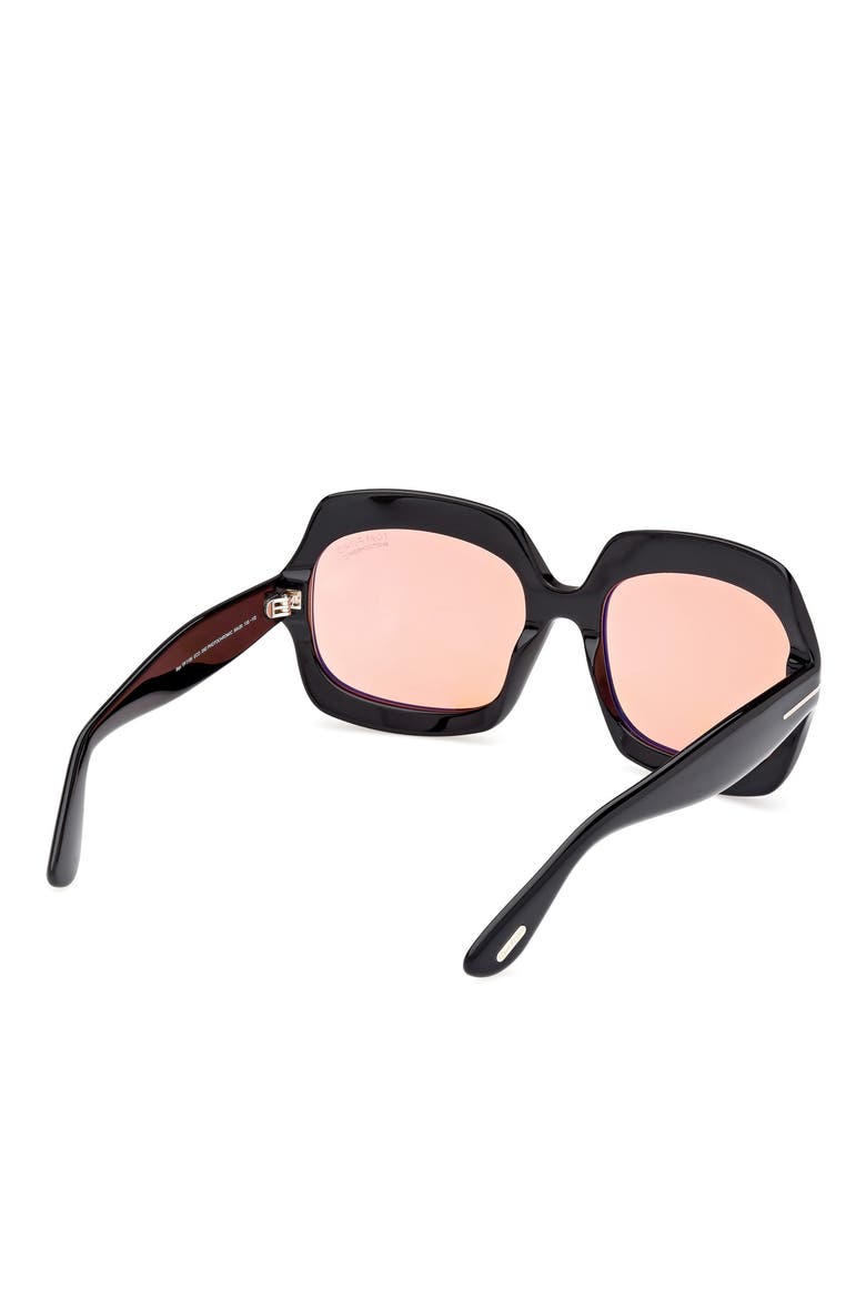 Ren 60mm Geometric Sunglasses, Alternate, color, BLACK/OTHER / BROWN