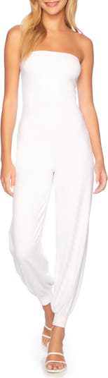 SUSANA MONACO top Strapless Cuffed Ankle Jumpsuit in Sugar White NWT Medium M