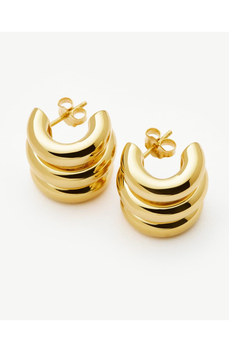Missoma Chubby Triple Ridge Small Hoop Earrings, Alternate, color, Gold