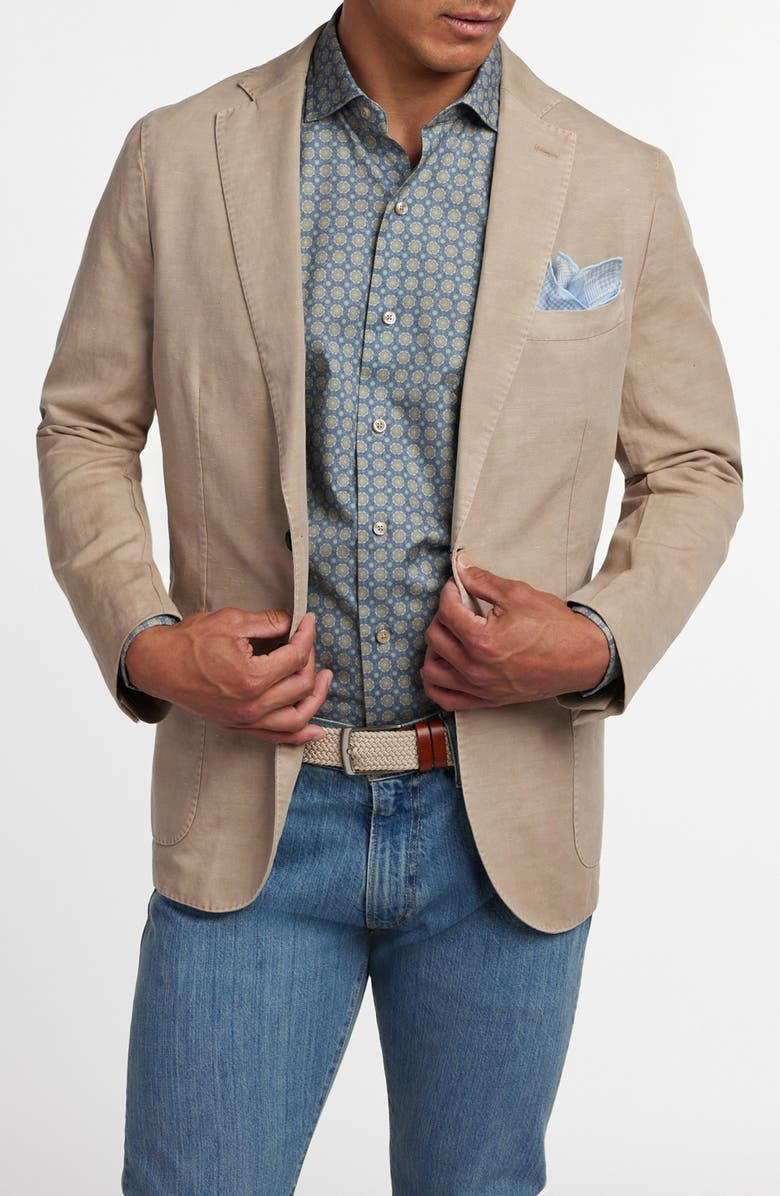 David Donahue The Jackson Soft Tan Cotton & Linen Sport Coat, Main, color, Sandstone