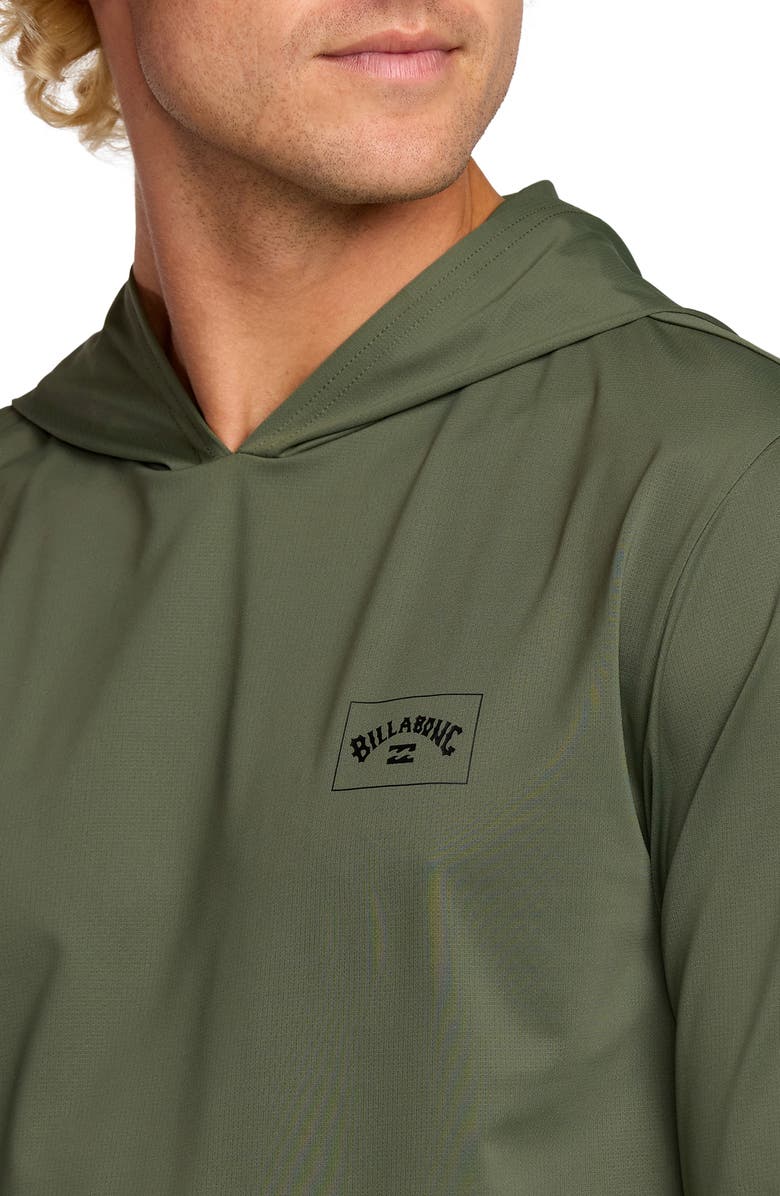 Billabong Arch Mesh Long Sleeve Hooded Rashguard, Alternate, color, Dark Military
