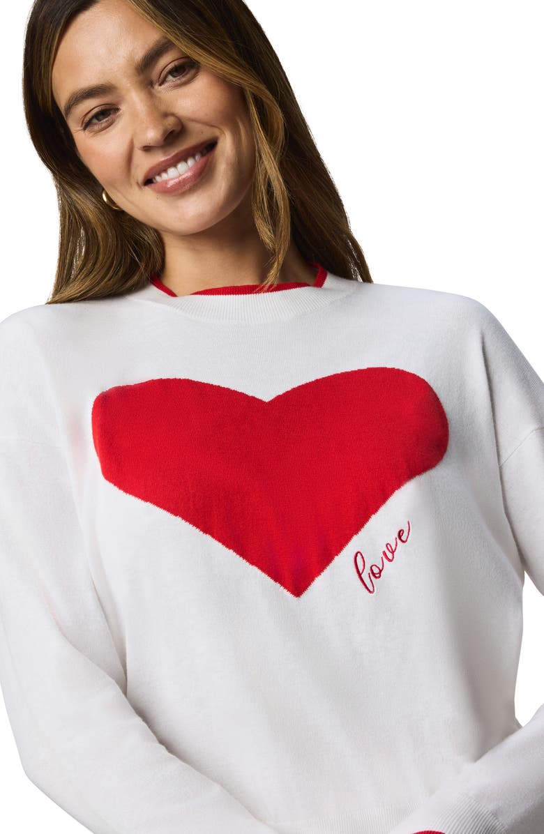 Splendid Leah Love Cotton Blend Sweater, Alternate, color, White/ Rouge