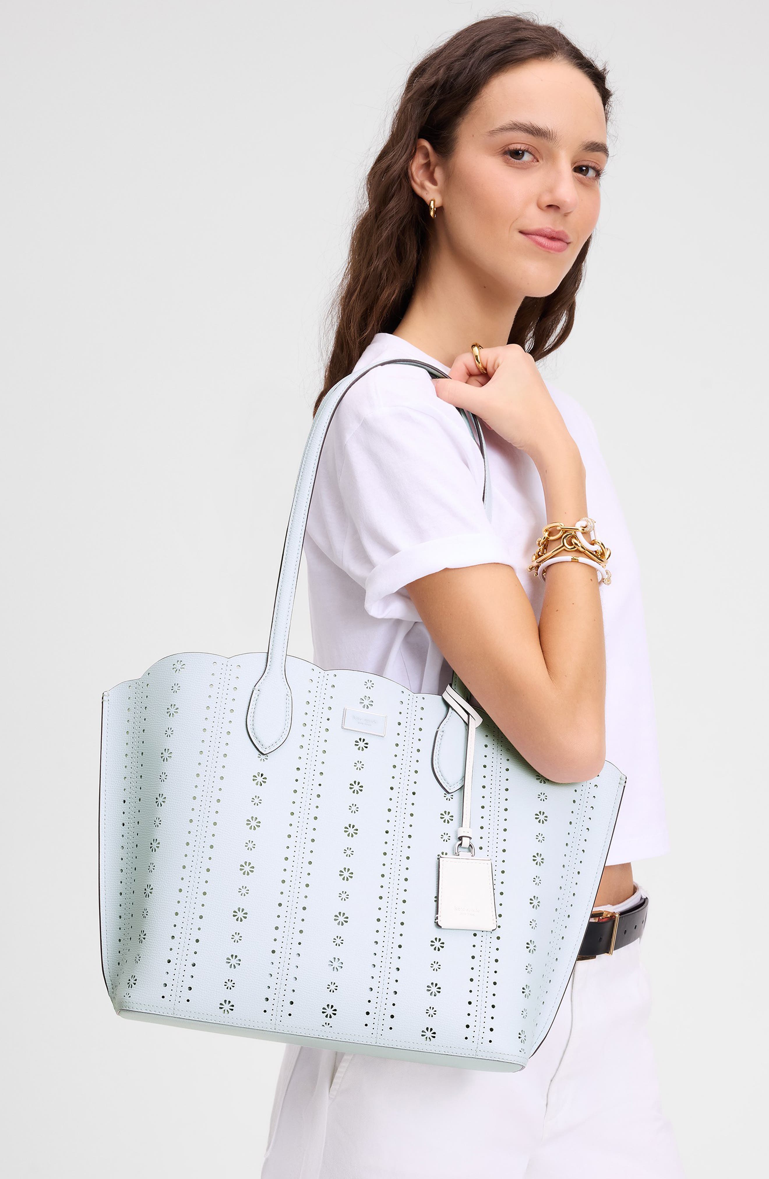 Kate Spade New York large suite pointelle leather tote, Alternate, color, 