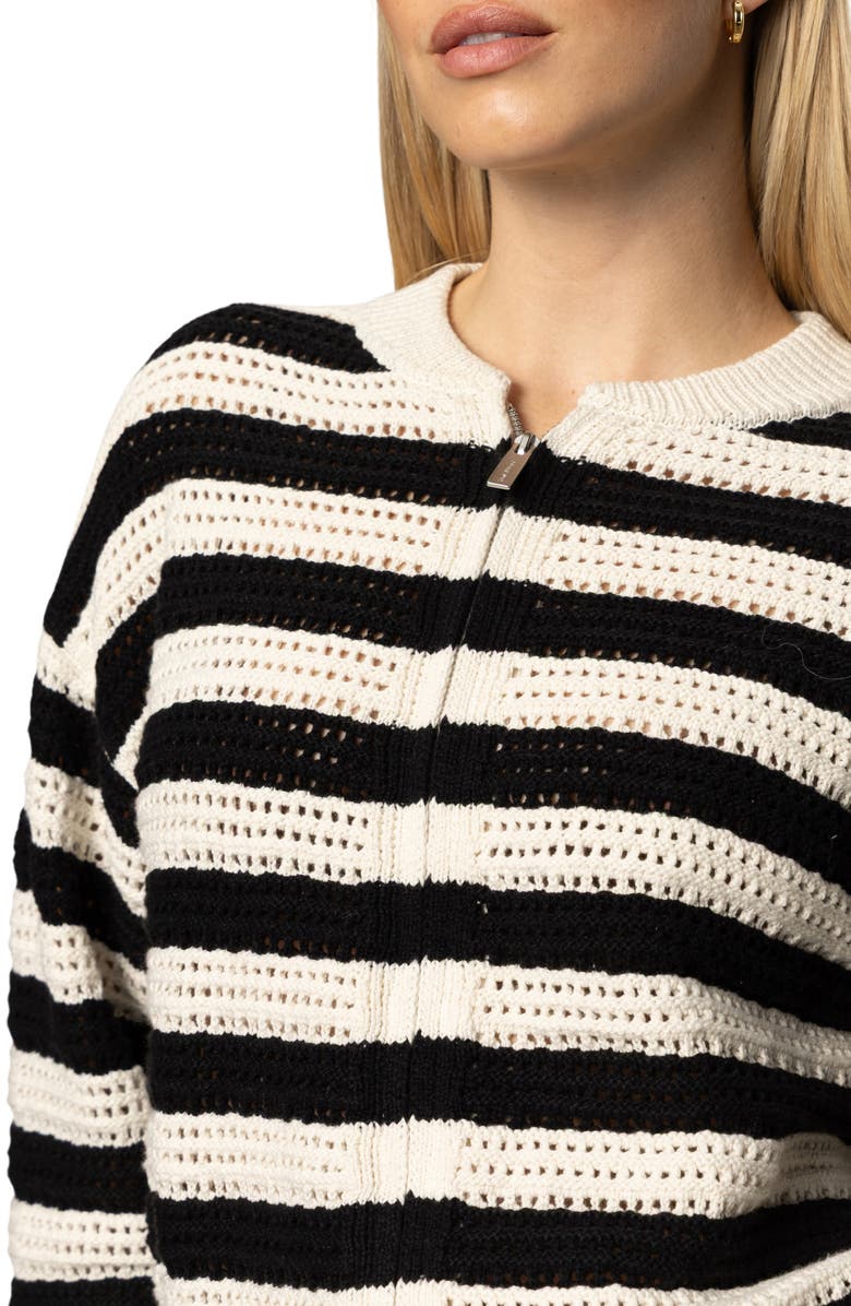 Sanctuary Stripe Open Stitch Cotton Bomber Cardigan, Alternate, color, 