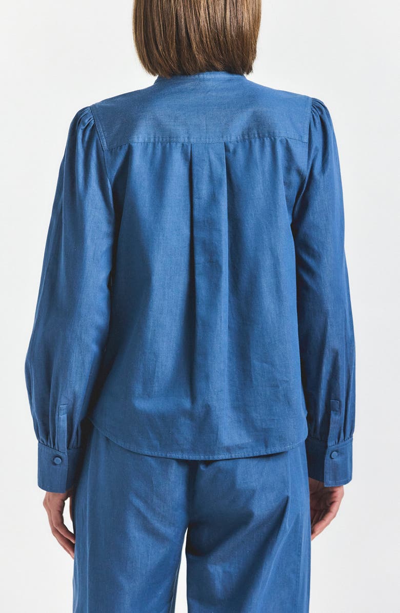 Derek Lam 10 Crosby Majah Tie Neck Long Sleeve Top, Alternate, color, Medium Blue