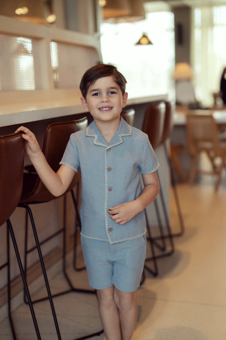 2 Piece Woven Shirt and Shorts Set, Alternate, color, Blue