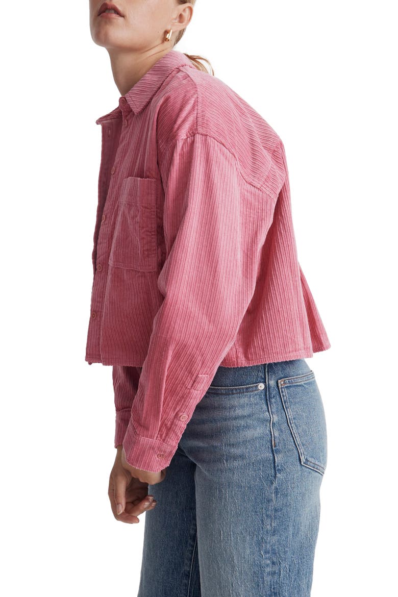 Variegated Corduroy Button-Up Shirt, Alternate, color, NOUVEAU PINK