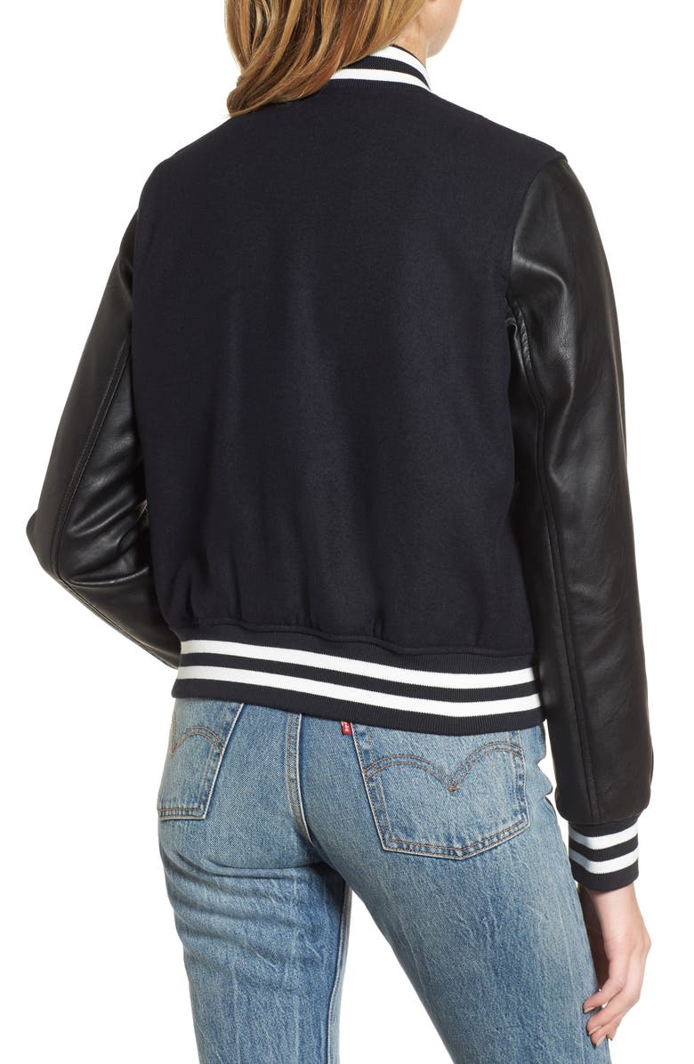 Levi's<sup>®</sup> LEVIS<sup>®</sup> Mixed Media Varsity Bomber Jacket, Alternate, color, 