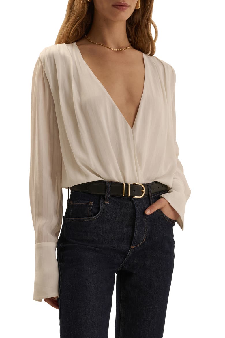 The Date Stripe Jacquard Bodysuit, Main, color, WHITE