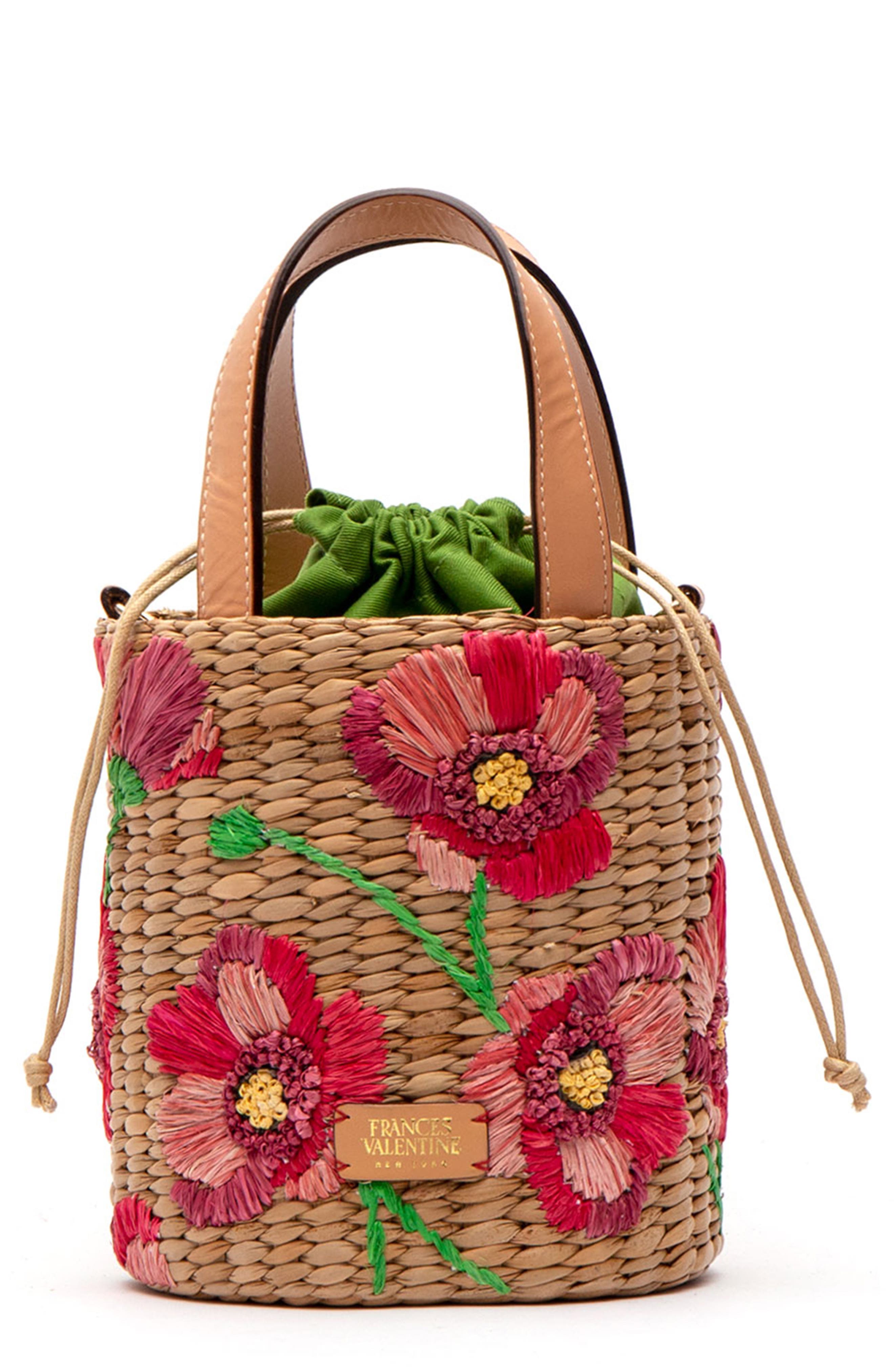 Frances Valentine Small Embroidered Bucket Bag, Main, color, 