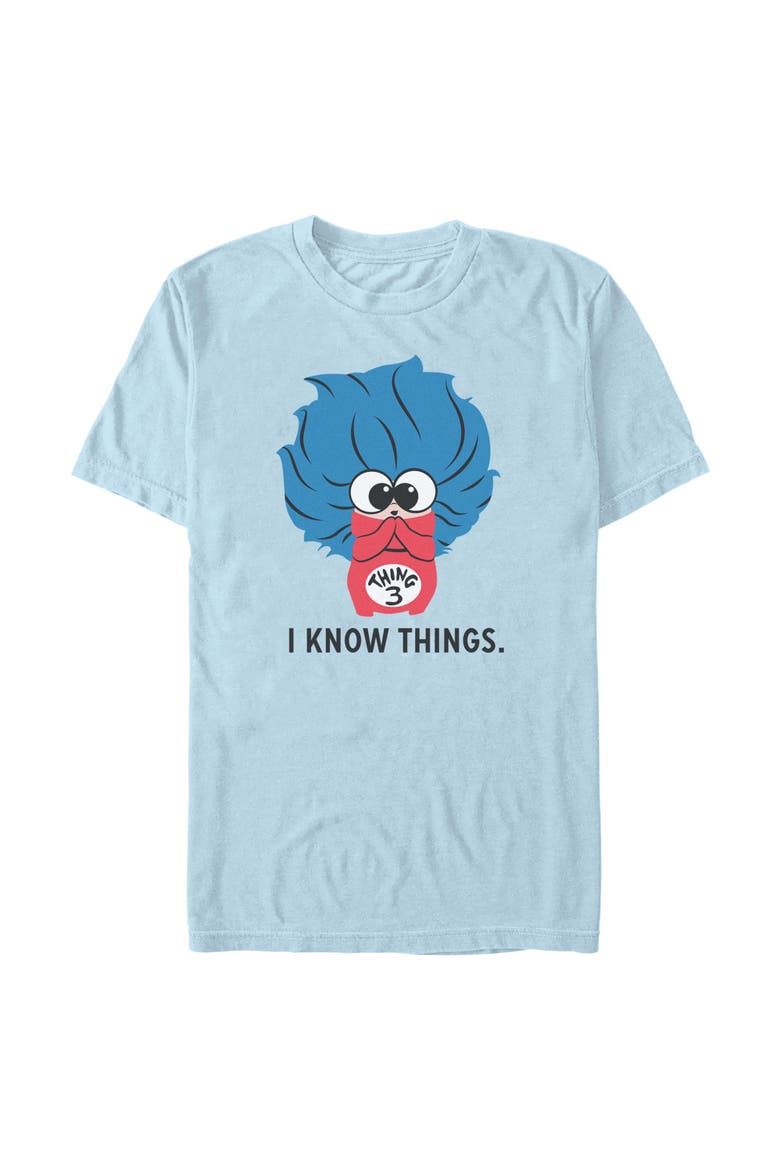 Men's I Know 3 Things Short Sleeve T-Shirt, Main, color, Light Blue