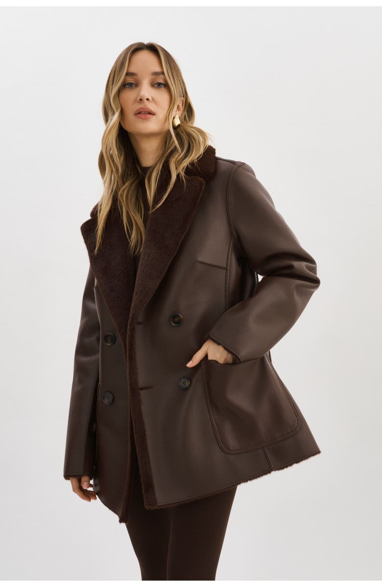 LAMARQUE Camille | Faux Shearling Reversible Coat, Main, color, Mahogany