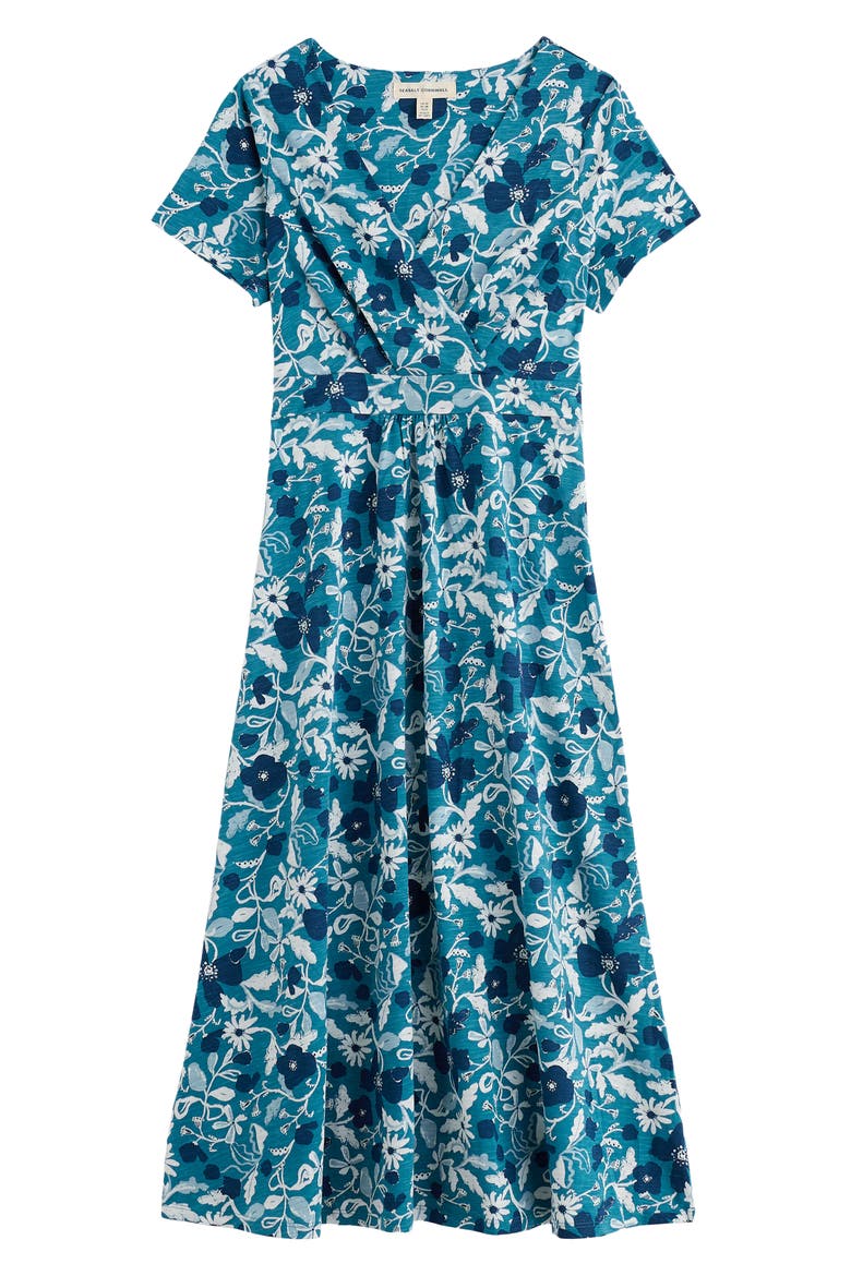 Chapelle Floral Organic Cotton Jersey Midi Dress, Alternate, color, WINDING MEADOW SAILBOATS