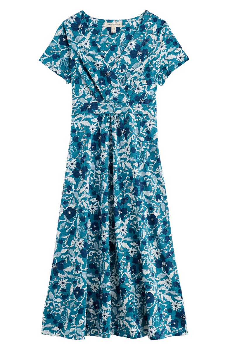 Seasalt Cornwall Chapelle Floral Organic Cotton Jersey Midi Dress, Alternate, color, Winding Meadow Sailboats