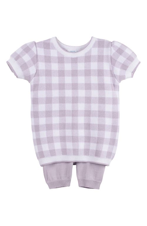 Feltman Brothers Kids Gingham Short Sleeve Sweater & Pants in Lilac 