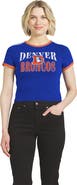 WEAR by Erin Andrews Women's WEAR by Erin Andrews  Royal Denver Broncos Cropped Throwback Ringer Baby T-Shirt