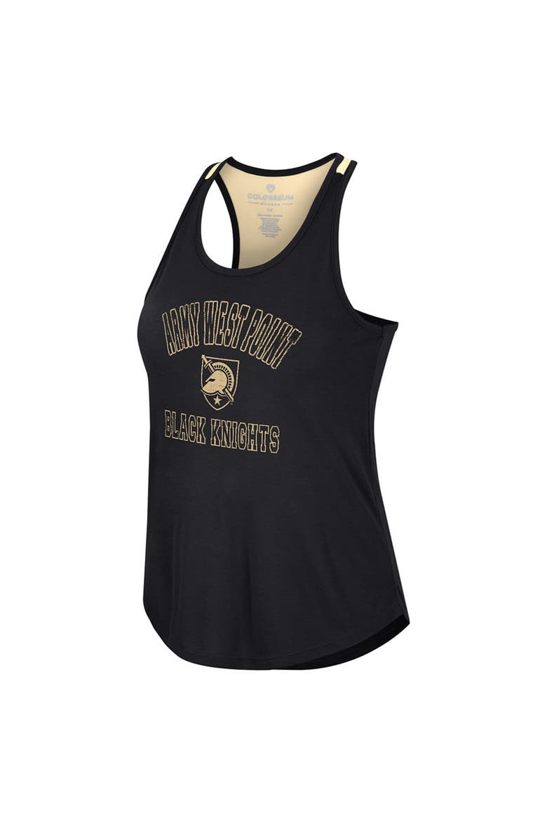 Women's Colosseum Black Army Black Knights 10 Days Racerback Scoop Neck Tank Top, Alternate, color, Black