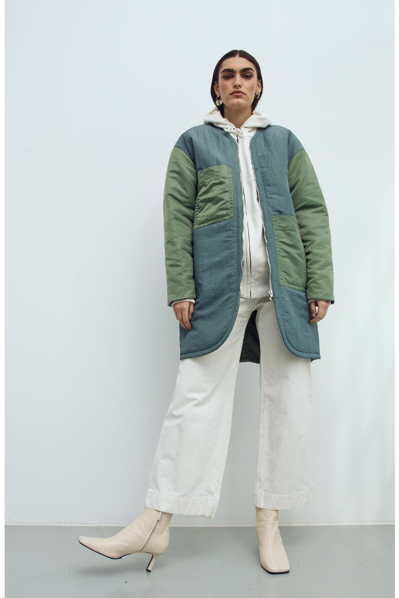 Reversible Down Coat, Alternate, color, Green / Blue