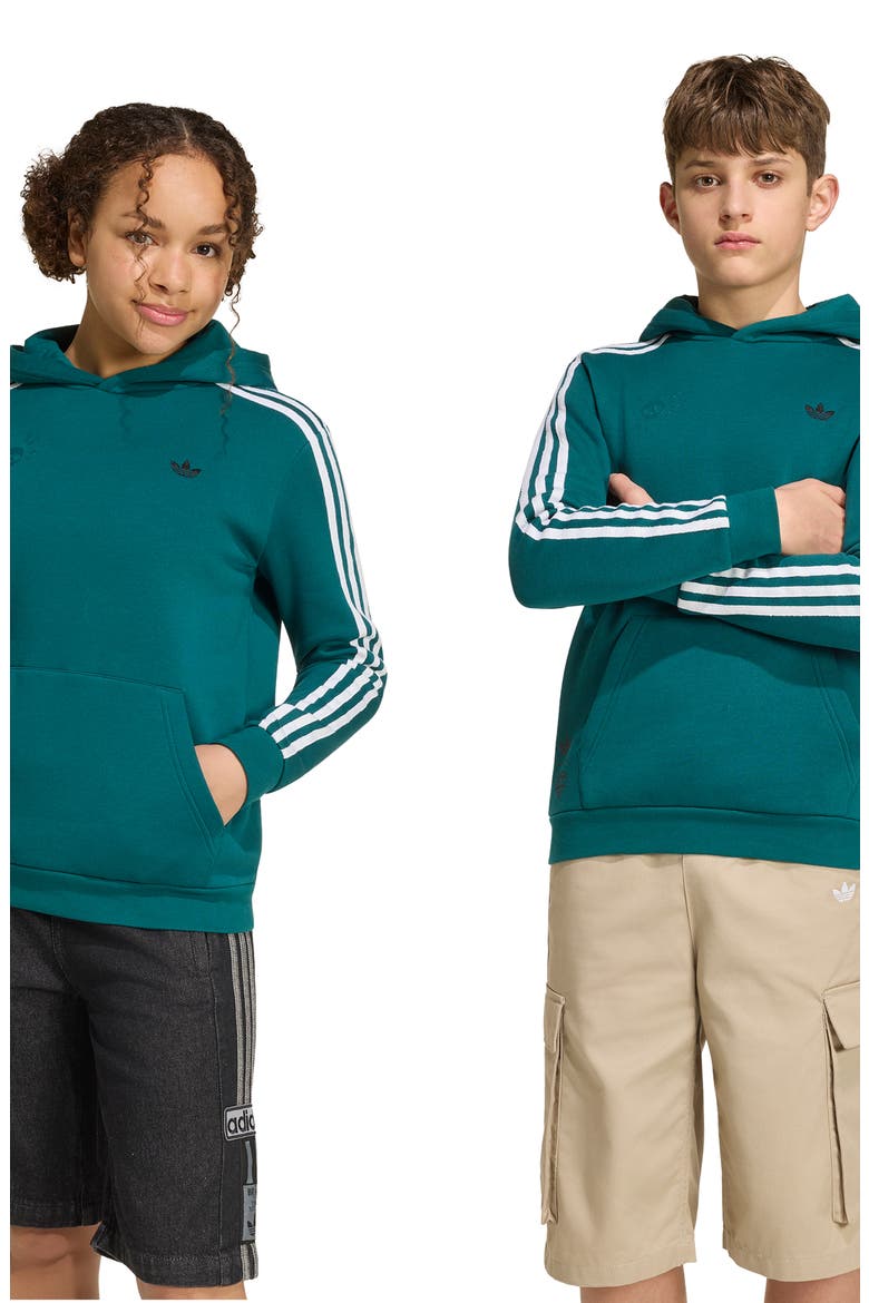 Kids' Adicolor Graphic Hoodie, Alternate, color, RICH GREEN/ BLACK