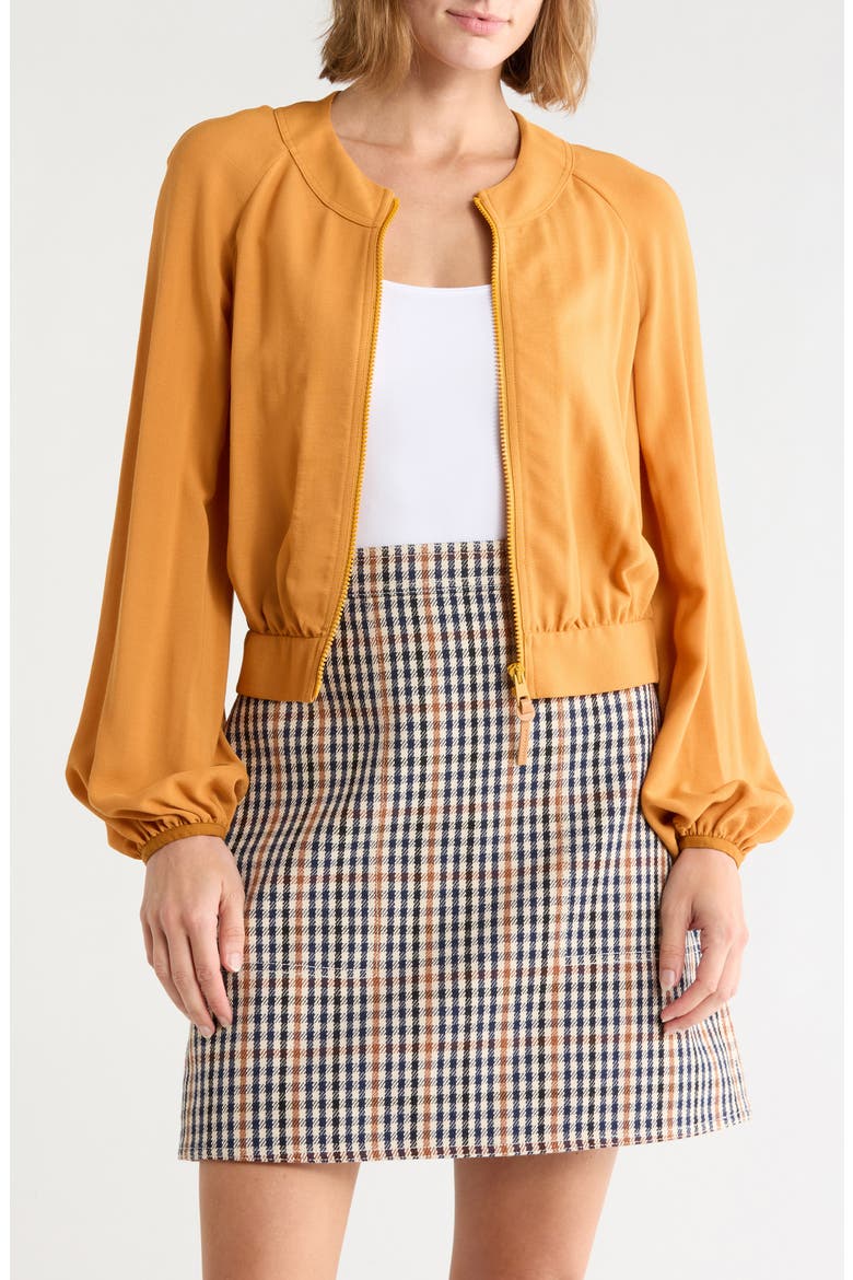 Zip Front Cropped Top, Main, color, SAFFRON