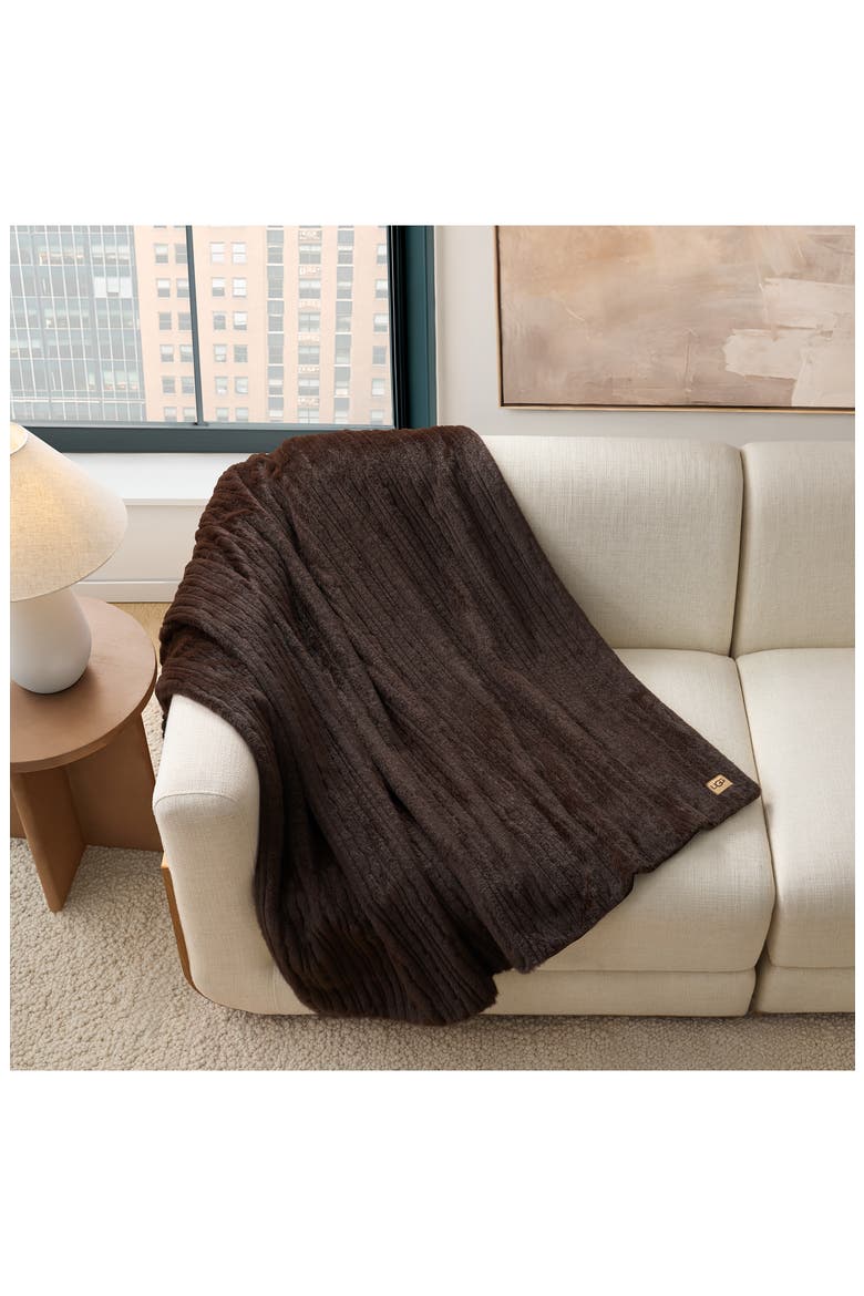 Jennis Faux Fur Throw Blanket, Alternate, color, BURNT CEDAR TIPPED W/ OYSTER