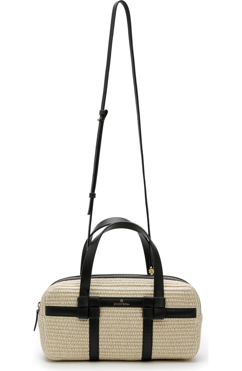 LA PORTEGNA Bibi Jute Bag With Shoulder Strap And Iconic Knots, Alternate, color, White