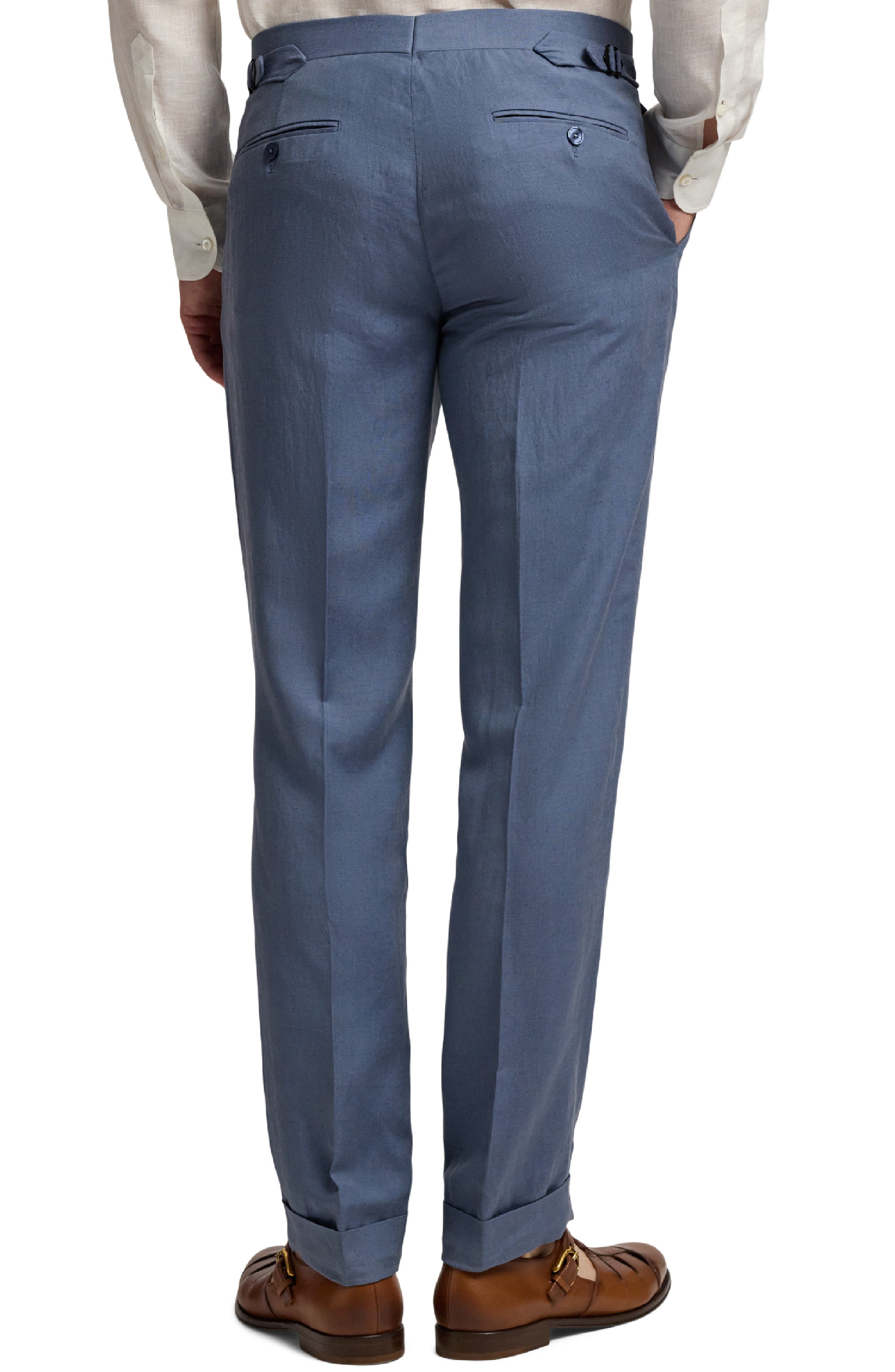 Gregory Flat Front Silk & Linen Trousers - image 2