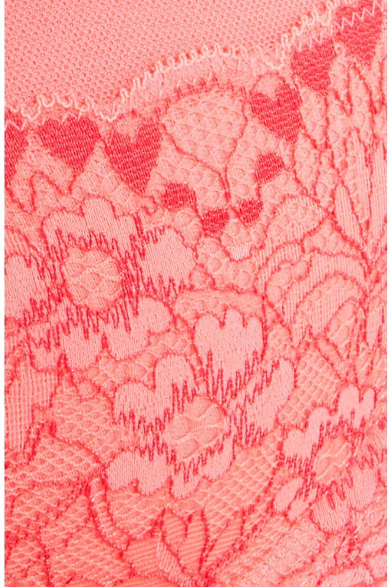 Cherry Mesh & Lace Underwire Bra, Alternate, color, SUGAR CORAL