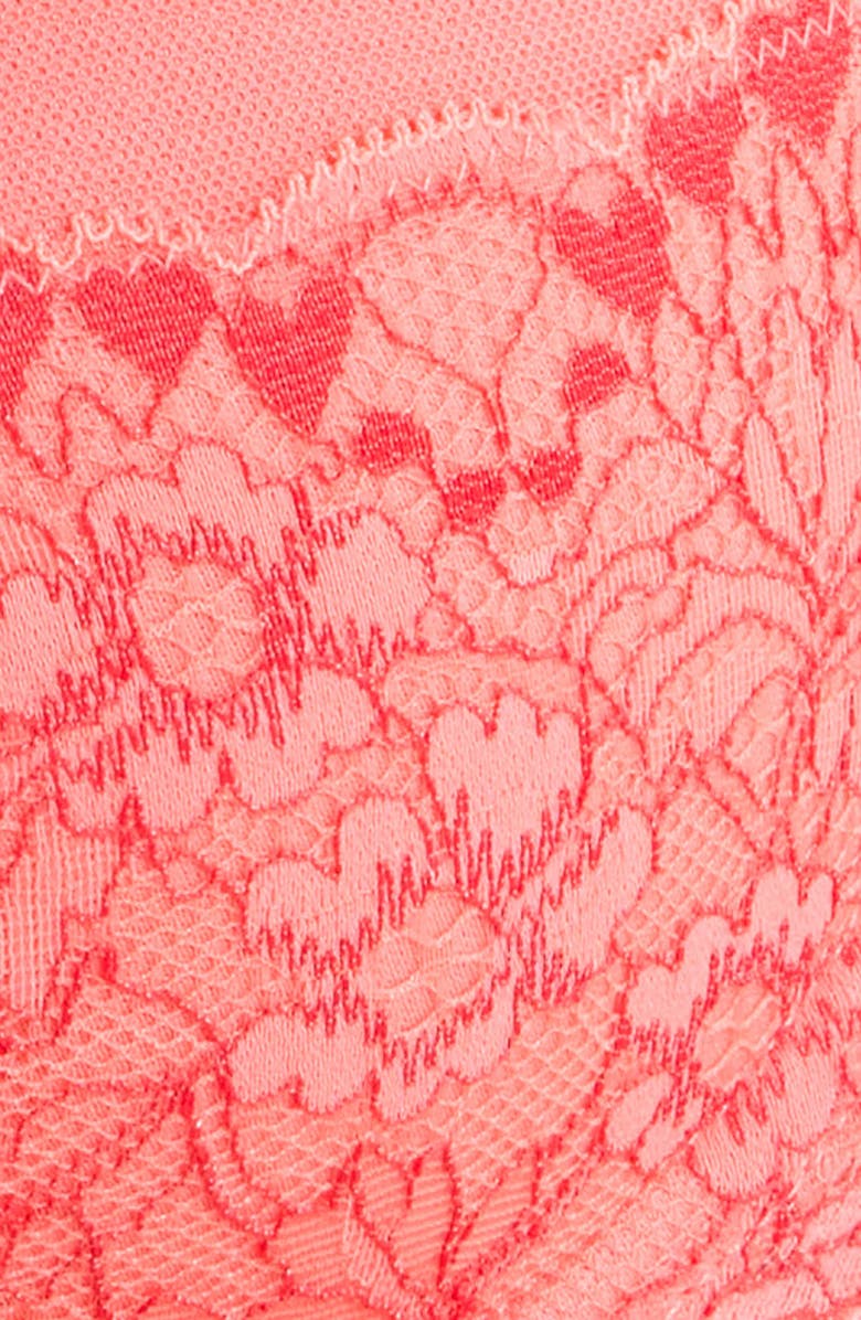 Hunkemöller Cherry Mesh & Lace Underwire Bra, Alternate, color, Sugar Coral