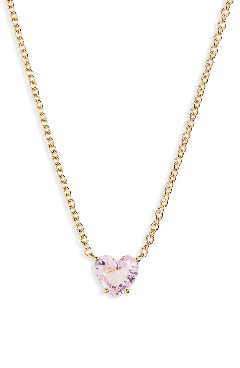 Nadri Heart Pendant Necklace, Alternate, color, Gold/Light Pink