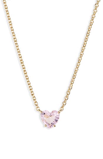 Shop Nadri Heart Pendant Necklace In Gold/light Pink