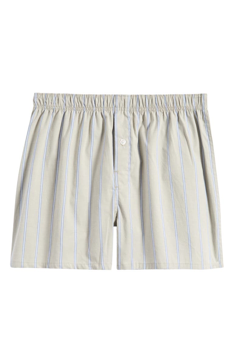 Nordstrom Modern Woven Cotton Boxers, Main, color, Green Seagrass Hip Stripe