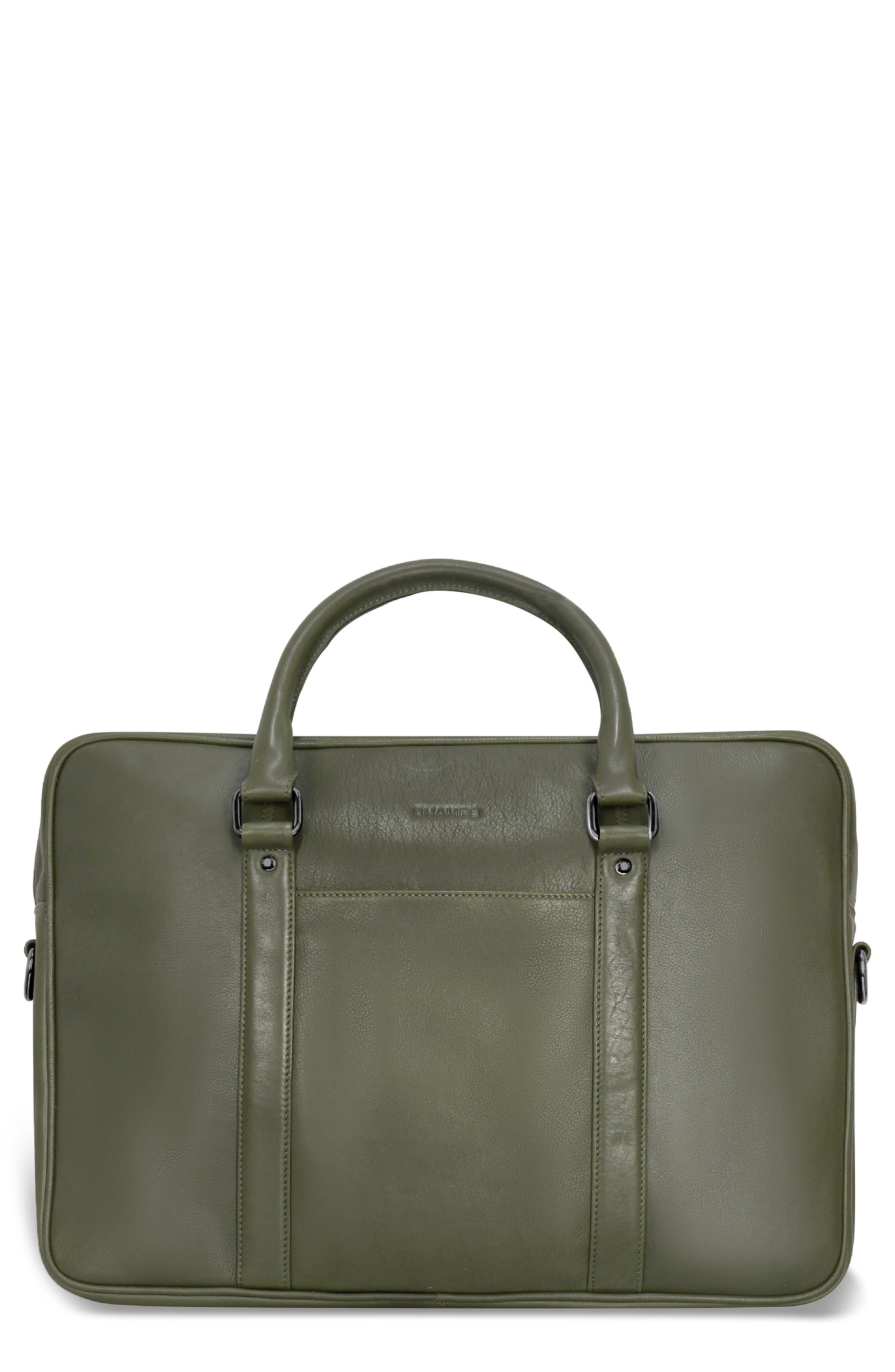 CHAMPS Compact Leather Slim Briefcase