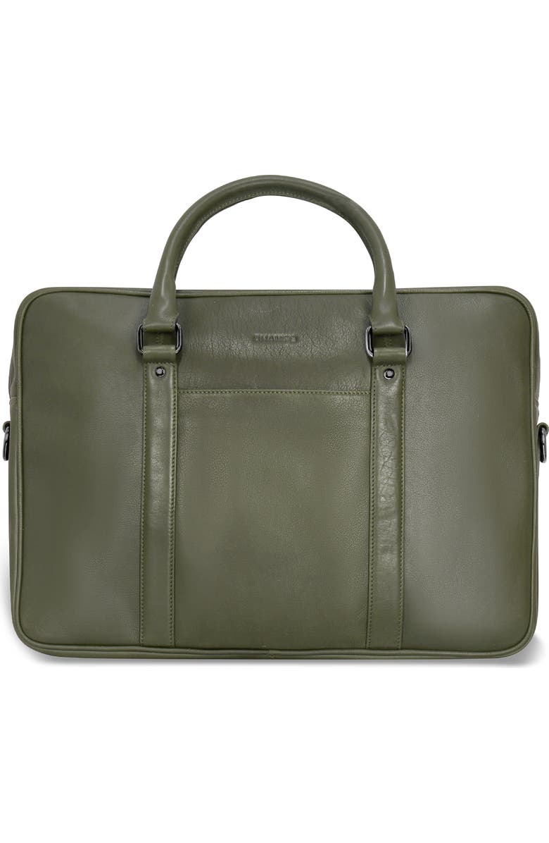 CHAMPS Compact Leather Slim Briefcase, Main, color, Khaki