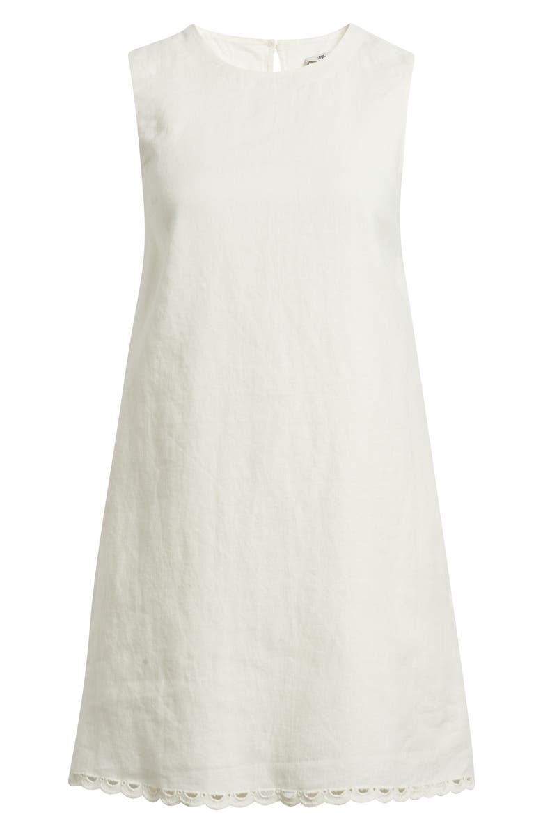 Madewell Embroidered Linen Mini Shift Dress, Main, color, Ivory Linen
