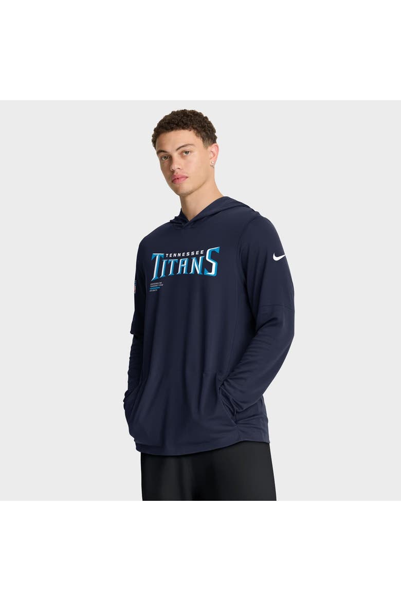 Men's Nike Navy Tennessee Titans Sideline Pure Fury Performance Long Sleeve Hoodie T-Shirt, Main, color, Navy