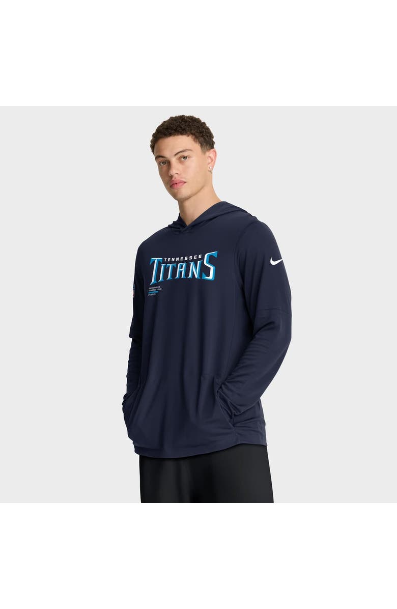 Nike Men's Nike Navy Tennessee Titans Sideline Pure Fury Performance Long Sleeve Hoodie T-Shirt, Main, color, Navy