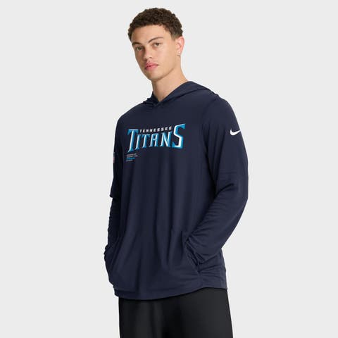 Men's Nike Navy Tennessee Titans Sideline Pure Fury Performance Long Sleeve Hoodie T-Shirt