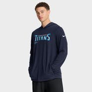 Nike Men's Nike Navy Tennessee Titans Sideline Pure Fury Performance Long Sleeve Hoodie T-Shirt