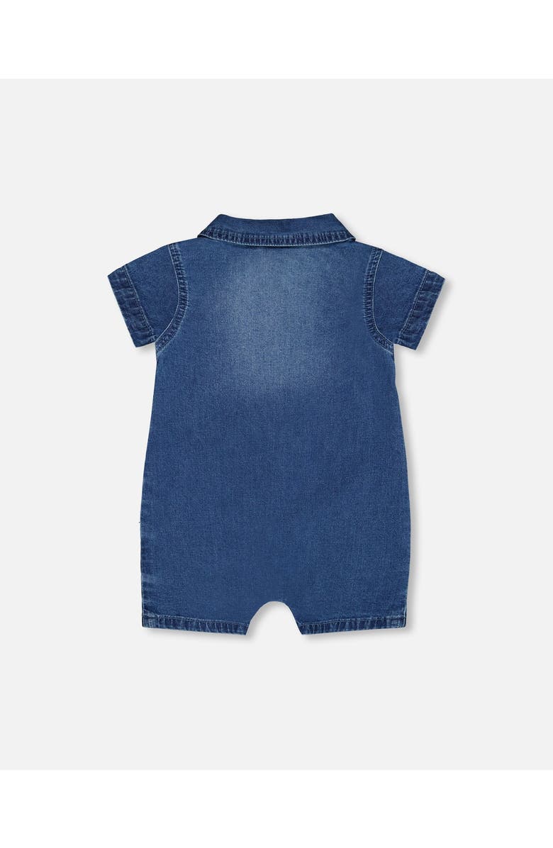 Deux par Deux Baby Boy's One-Piece Denim Romper Dark Denim Blue, Alternate, color, Dark Denim Blue