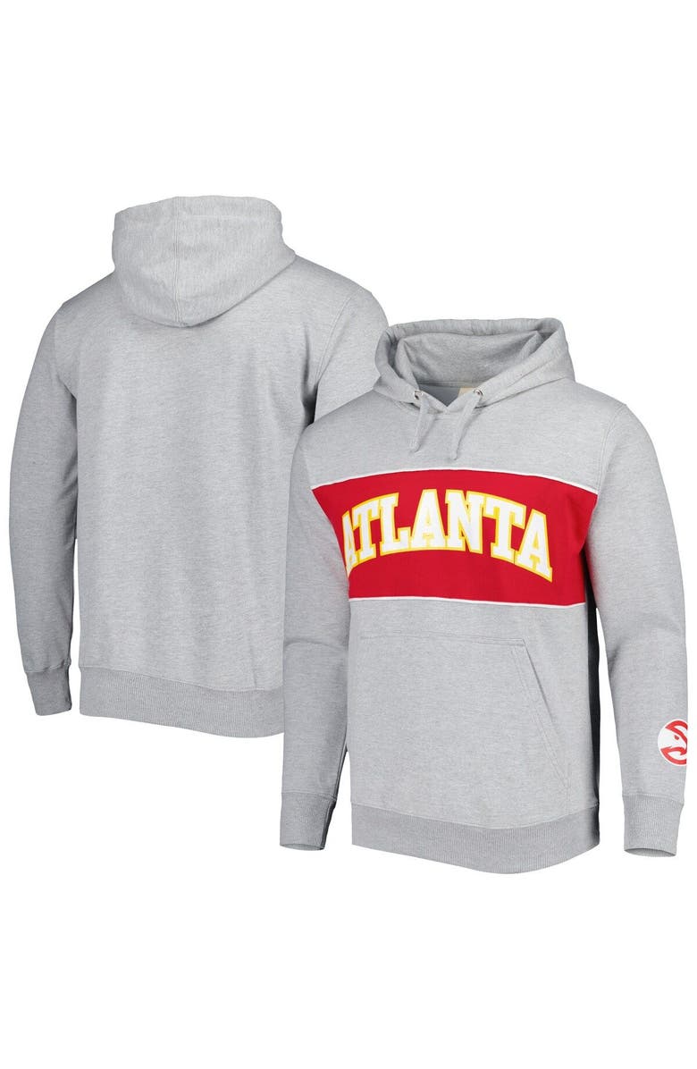 FANATICS Men's Fanatics Branded Heather Gray Atlanta Hawks Wordmark French Terry Pullover Hoodie, Main, color, Heather Gray