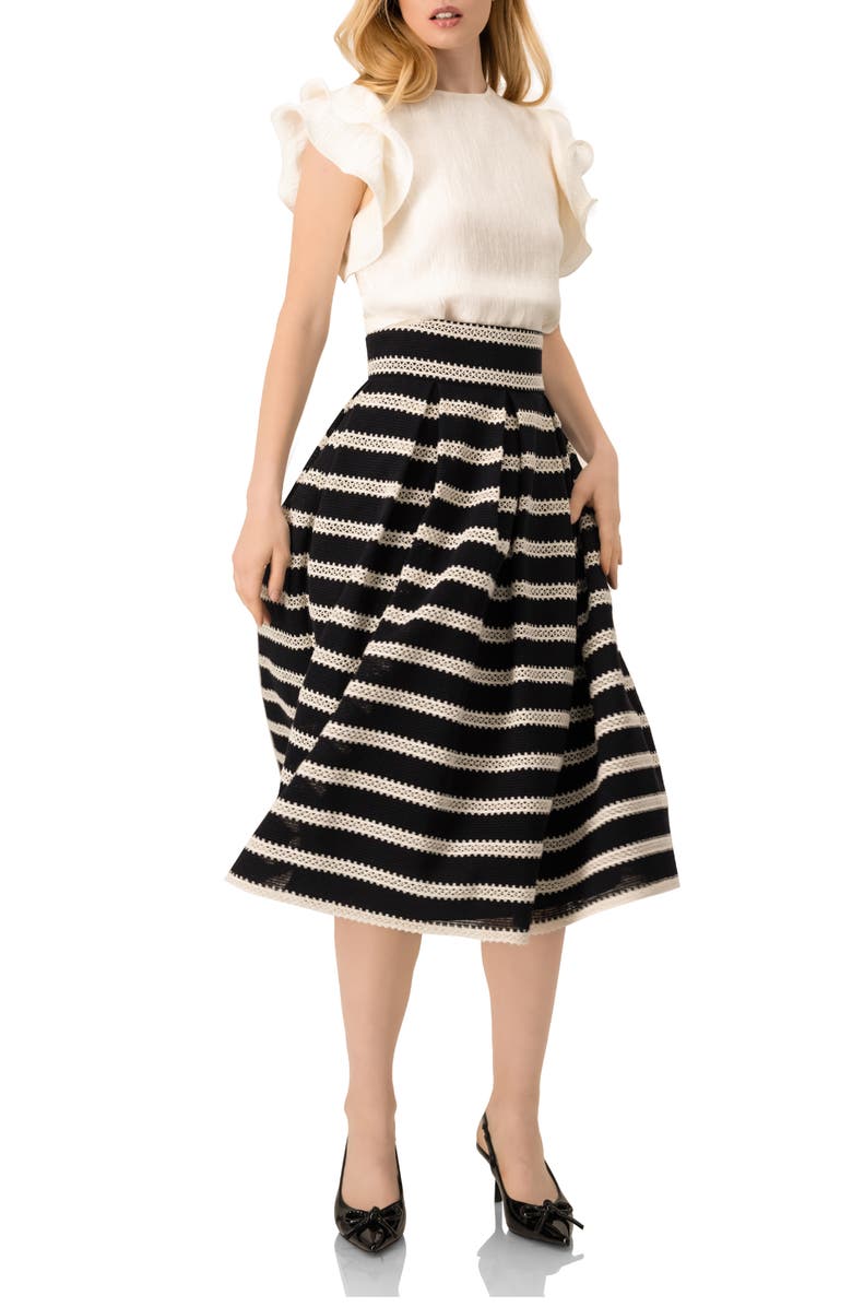 IVONNE Striped Textured Midi Skirt, Alternate, color,