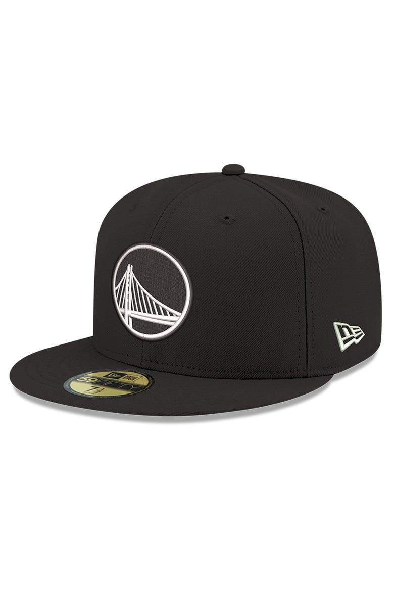 Men's New Era Black/White Golden State Warriors 59FIFTY Fitted Hat, Main, color, Black