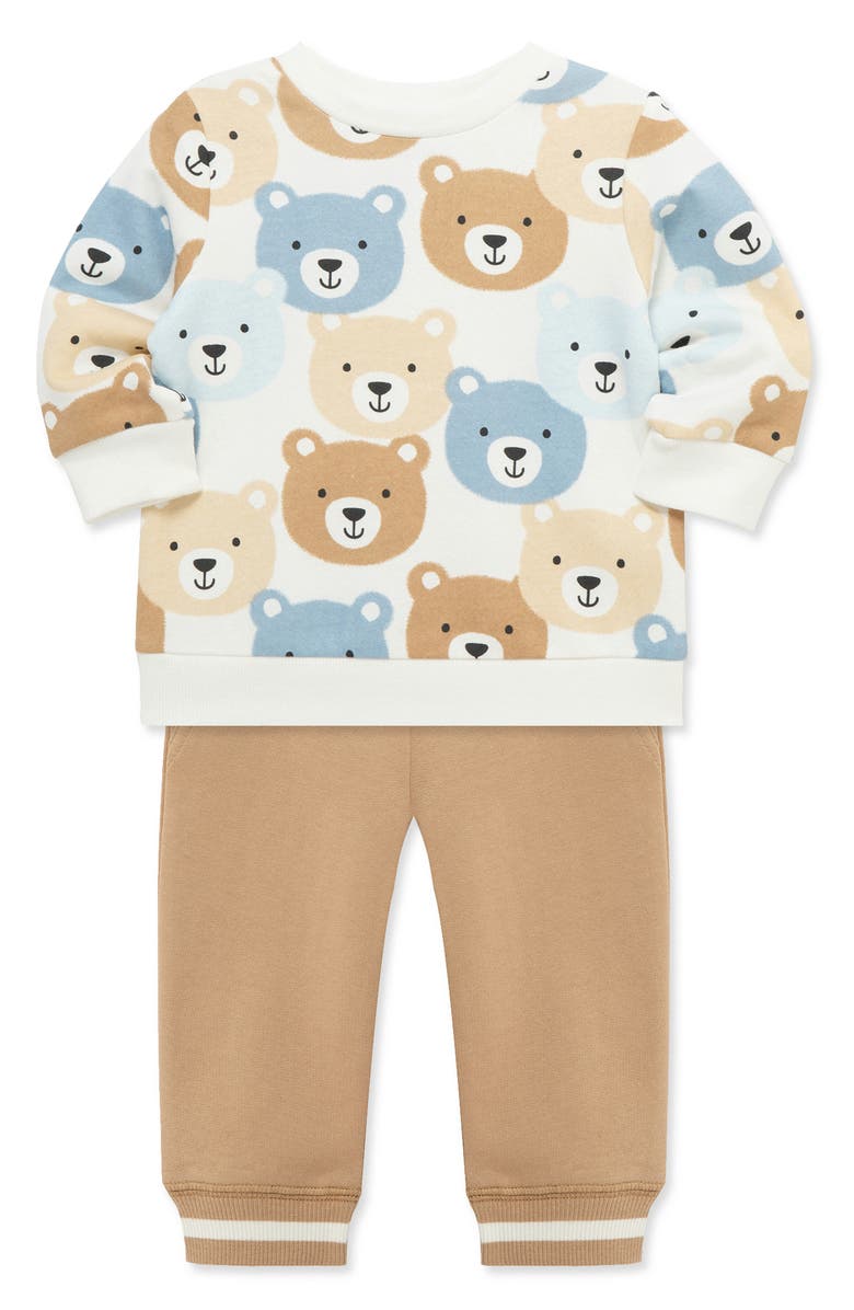 Little Me Bear Sweatshirt & Joggers Set, Alternate, color, Tan
