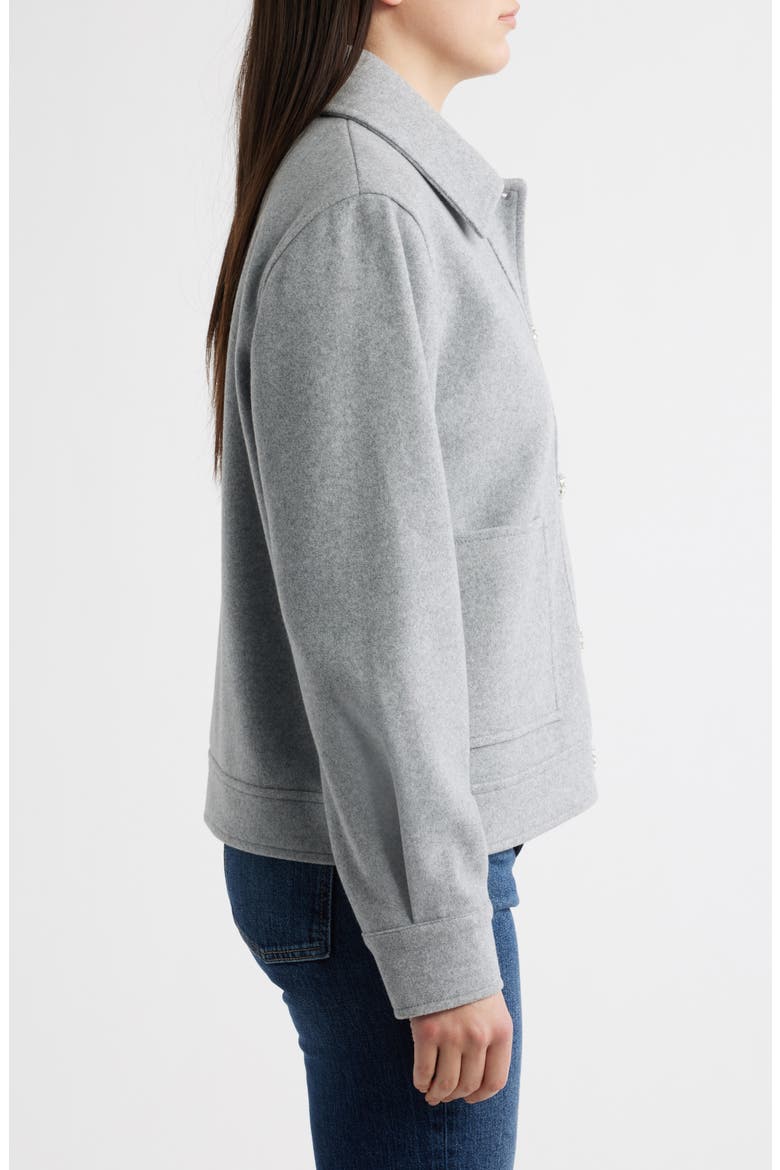 Jewel Button Flannel Jacket, Alternate, color, LT GREY