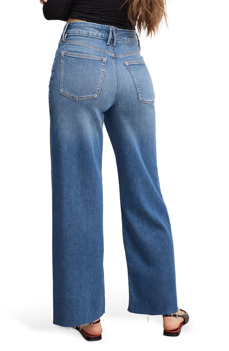 Good American Good Skate Raw Hem Ankle Wide Leg Jeans, Alternate, color, Indigo1005