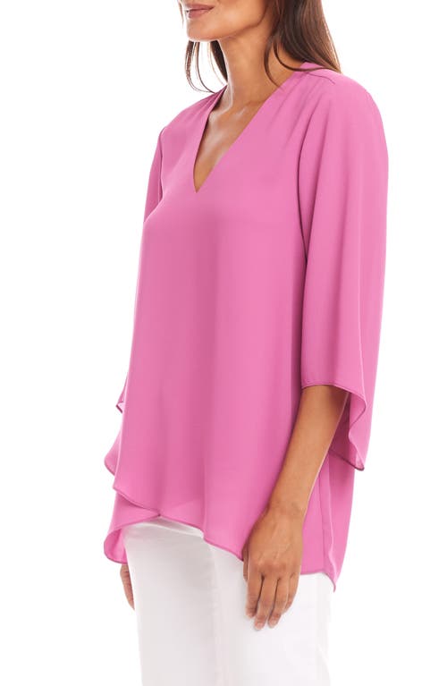 Karen Kane Petite Bracelet Sleeve Asymmetrical Top In Pink