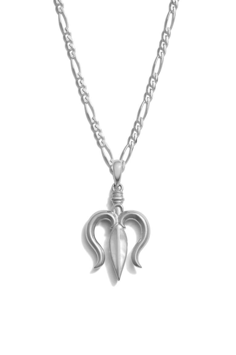 Mother-of Pearl Trident Pendant Necklace, Main, color, 925 STERLING SILVER
