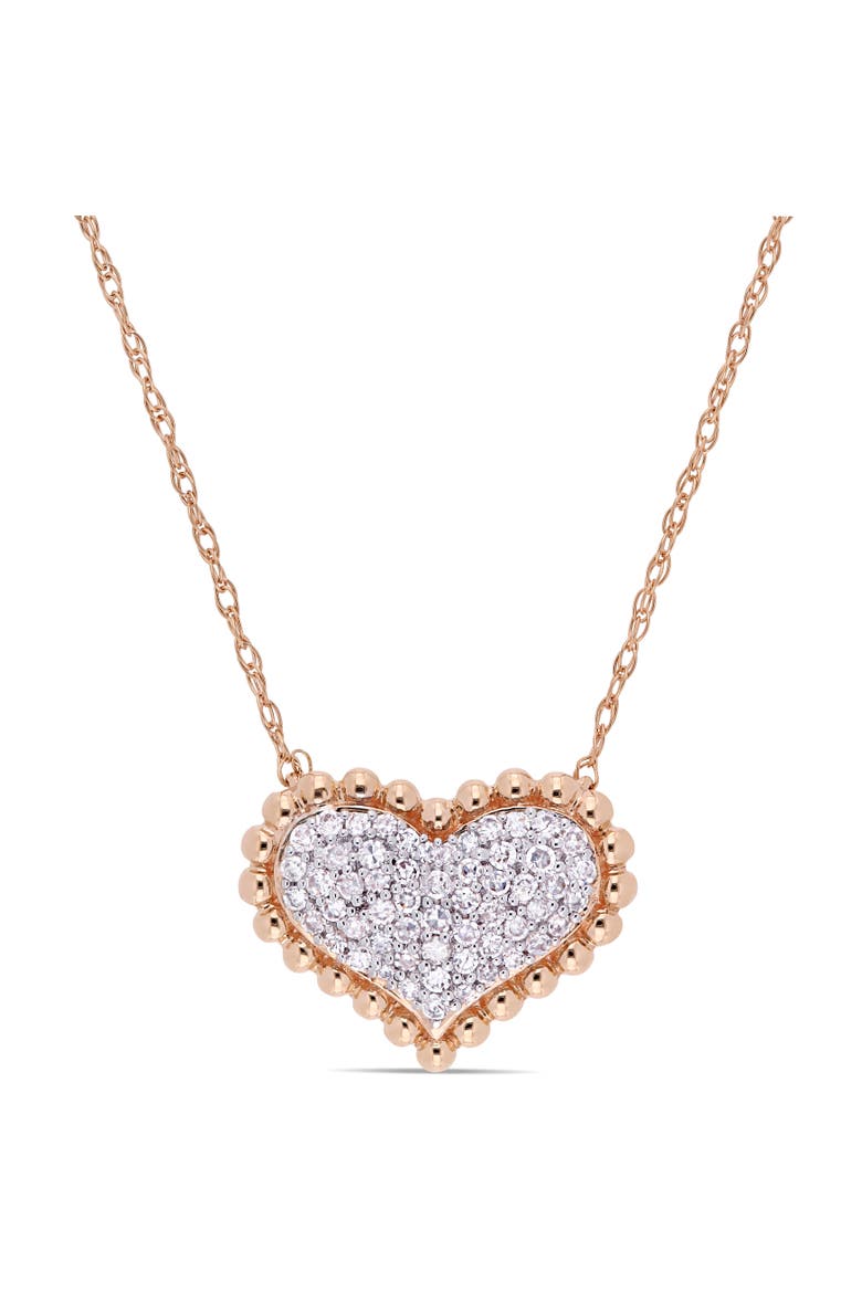 Diamond Clustered Heart Necklace 10k Rose Gold, Main, color, Rose Gold