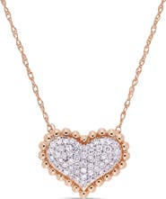 Julianna B. Diamond Clustered Heart Necklace 10k Rose Gold
